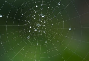 Fototapeta premium spider web with drops of water on it