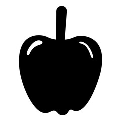 Silhouette of an apple with stem and highlight representing delicious fruit