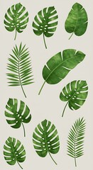 Lush Tropical Leaves: Watercolor Botanical Art