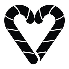 Candy cane heart design in black and white for festive occasions