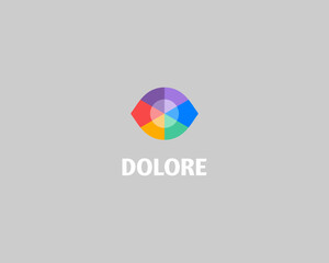 An eye logo from colorful geometric shapes. Optics vision creative vector sign.