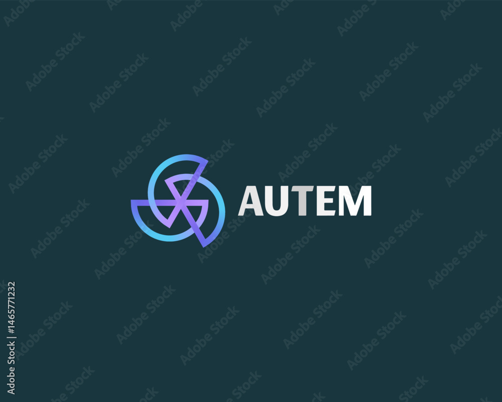 Poster abstract vortex logo from outline shapes. swirl rotation sign. creative tech science vector symbol.
