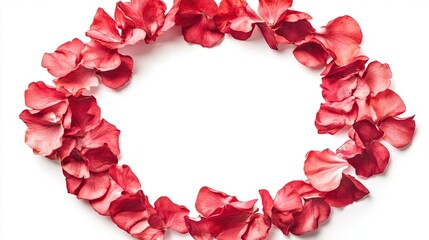 Obraz premium Red rose petals arranged in a circle frame