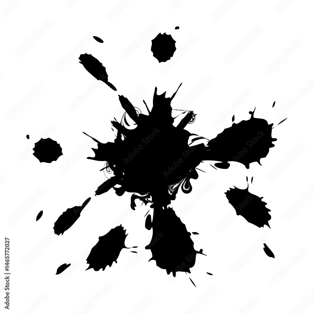 Aufkleber ink blot shape. dark splatter figure. abstract splash element. vector liquid form.