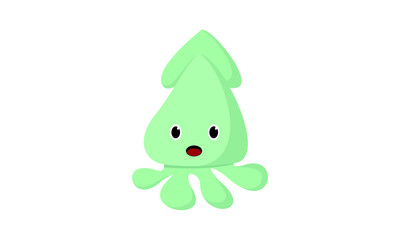 Green squid cute design vecto...