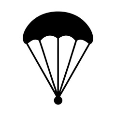 Minimalist Parachute Icon Design Showing Descent and Safety on White Background