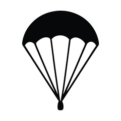 Black and white drawing of a parachute in simple vector format
