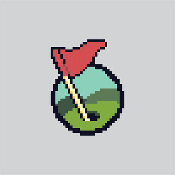 recommend clip art: Pixel art illustration Golf Hole. Pixelated Golf Hole Flag. Golf Hole and flag Sports Equipment Icon pixelated for the pixel art game and icon for website and video game. old school retro.