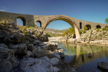 Mesi bridge , old ottoman stone bridge in Albania