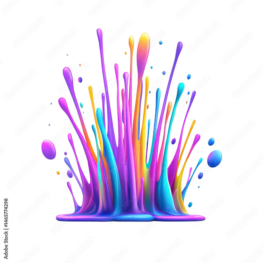 Poster vibrant explosion of colorful paint splashes in mid air, creating dynamic and energetic visual. mix 