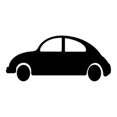 Black silhouette of a classic style vehicle on a white background
