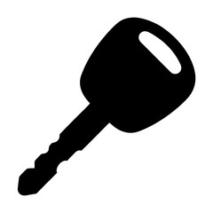 A black silhouette image of a generic looking car or house key