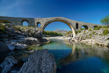 Mesi bridge , old ottoman stone bridge in Albania