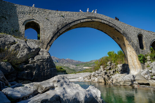 Mesi bridge , old ottoman stone bridge in Albania