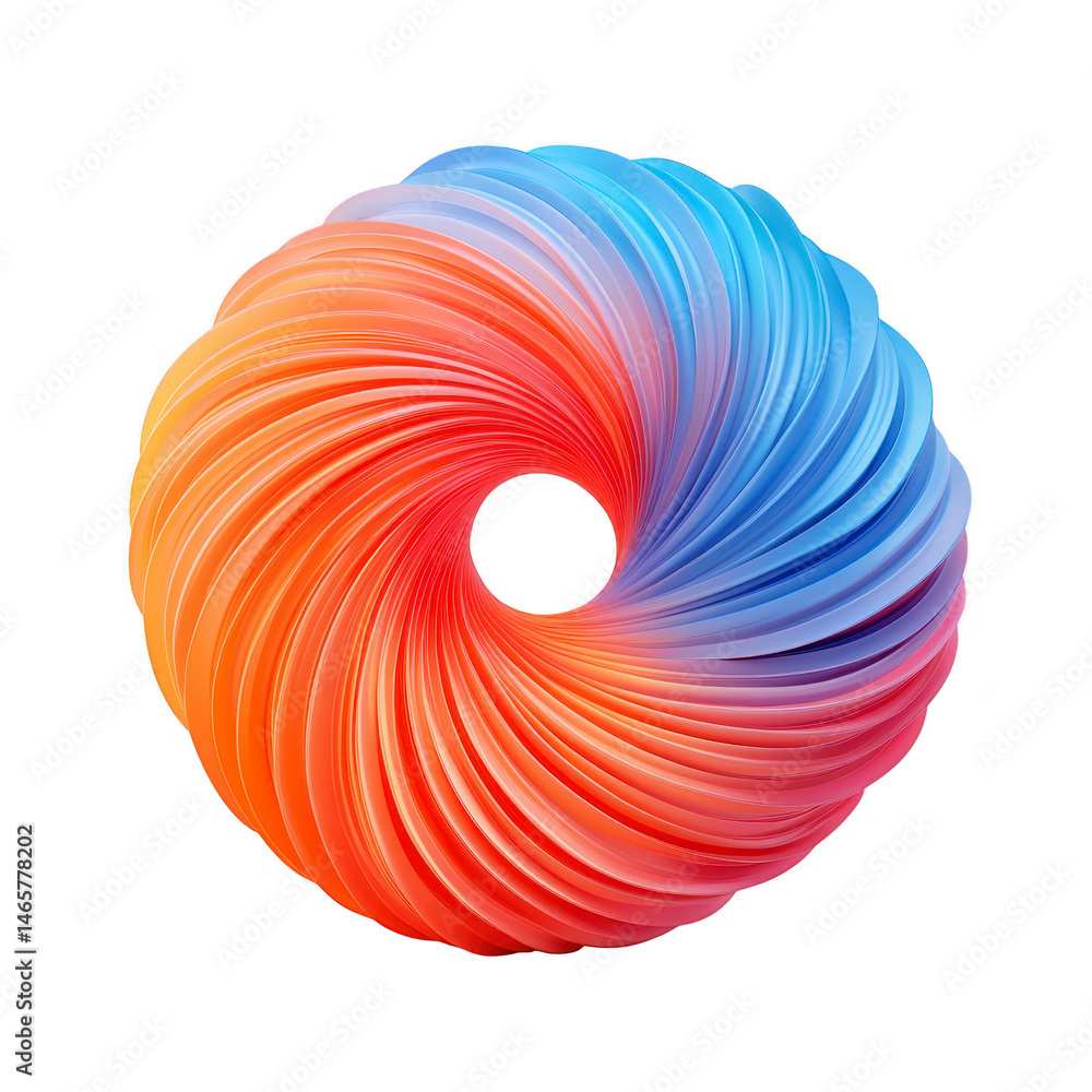 Poster vibrant, swirling abstract design featuring gradient of orange and blue hues, creating dynamic and e