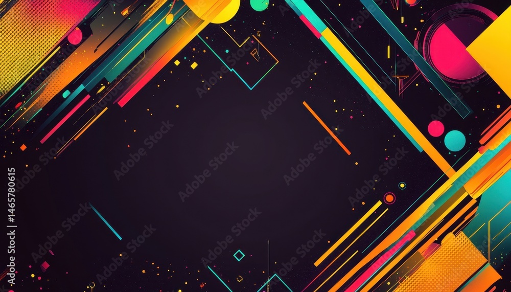 Poster Vibrant Abstract Geometric Background with Dynamic Lines and Shapes