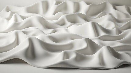Elegant white waves undulating smoothly in a minimalistic, abstract backdrop