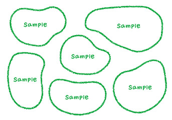 手描きのクレヨン素材　ラフな形のフレームセット