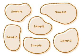 手描きのクレヨン素材　ラフな形のフレームセット