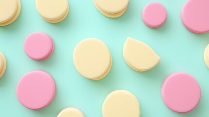 Pastel Round Sweets on a Teal Background with Minimalist Aesthetic