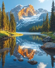 Obraz premium Mountain Lake Reflection