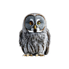 Fototapeta premium Majestic Great Grey Owl Portrait on Transparent Background