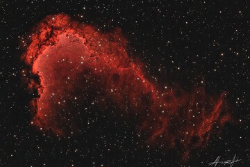 Cosmic Nebula. Red clouds of space dust