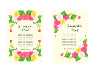 カラフルなプロムローズの装飾フレームイラスト