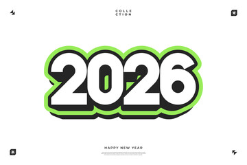 A vibrant and modern design showcasing the year 2026 in a dynamic color combinations