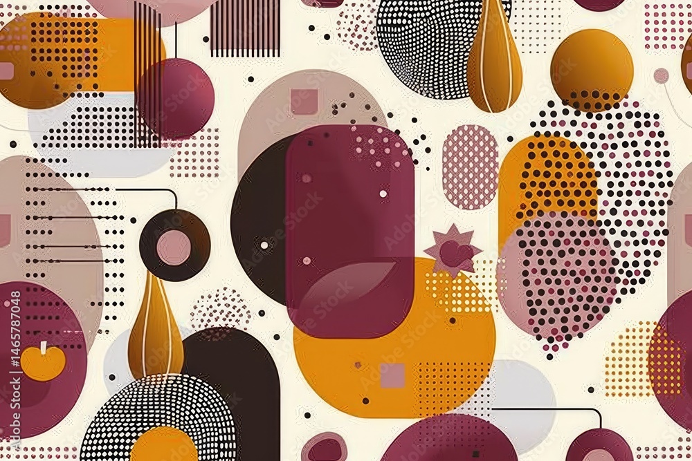 Poster abstract geometric pattern with vibrant colors and shapes.