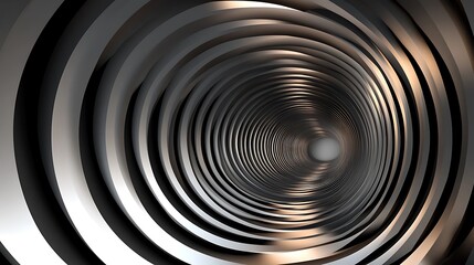 Abstract Metallic Tunnel: A 3D Rendering of Concentric Circles