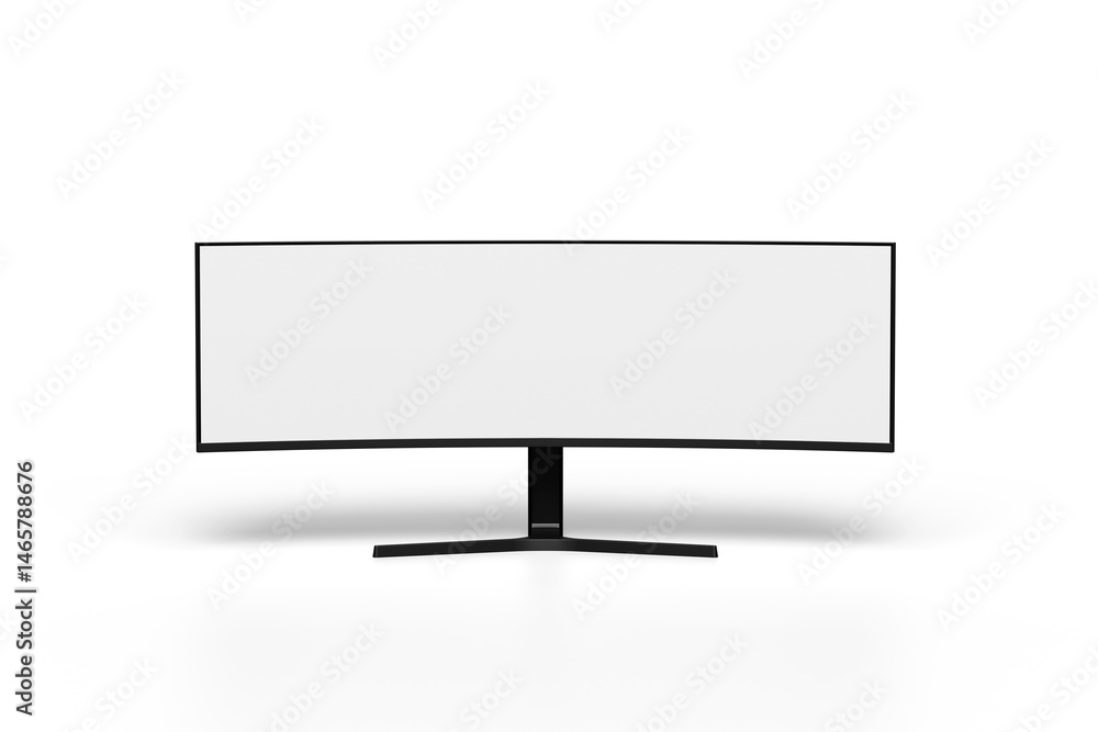 Poster ultrawide monitor screen mockup with white background for presentation your design, 3d rendering