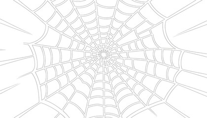 Minimalist spider web illustration with geometric pattern symbolizing nature and mystery