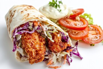 chicken tenders wrap coleslaw tomato slices mayonnais