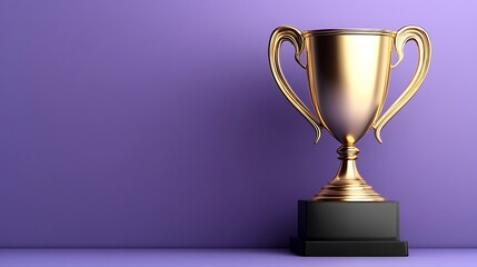 Golden Trophy on Purple Background: A Symbol of Achievement and Victory