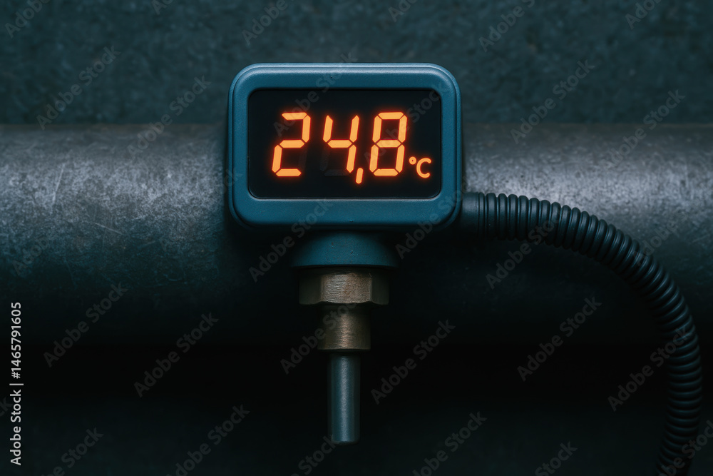 Poster digital temperature sensor displays 24.8 degrees celsius for inspection and monitoring industry ensu