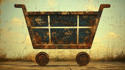 Rusty Shopping Cart: Symbol of Abandoned Commerce