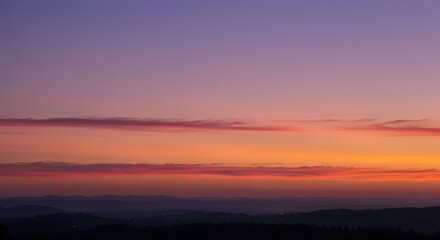 Colorful Sunset Over Rolling Hills Landscape View