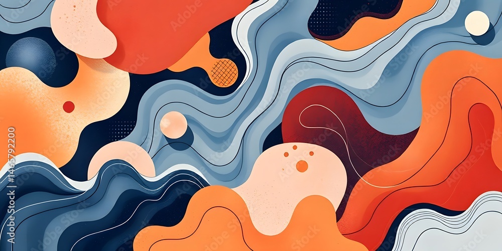 Aufkleber Abstract Art Explosion Featuring Dynamic Shapes And Vibrant Colors Provides Creative Inspiration. Artistic Expression Flows With Modern Design. Purchase This Illustration For Backgrounds Or Artwork