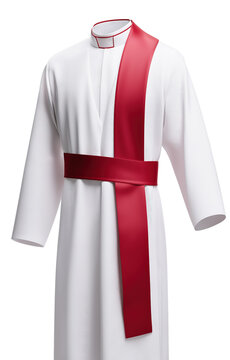 Elegant cassock with a striking red sash showcasing papal traditions isolated on transparent background PNG