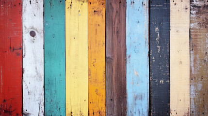 A vibrant display of colorful wooden planks, creating a beautiful and textured background.