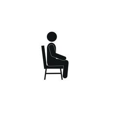 Fototapeta premium stick man sitting on a chair, flat vector illustration, human figure, sketch