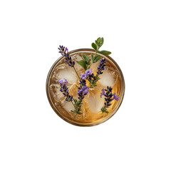 Iced Lavender Tea with Mint Garnish - Overhead View