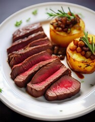 Entrec&ocirc;te mit Rotwein-Schalotten und Kartoffelgratin