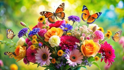 Fototapeta premium Butterfly Flower Photography: Stunning Images of Butterflies on Flowers, Floral Butterfly Pictures, High-Resolution Butterfly Photos