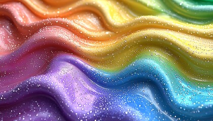 Rainbow glossy waves with glitter