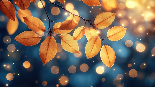 Fototapeta Autumn leaves with bokeh, and nature.