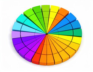 Obraz premium Vibrant color palette chart featuring circular blocks arranged in spectrum of colors, showcasing high fidelity design