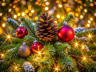 Christmas Tree Ornament, Pine Cones, Lights, Thank You, Festive Holiday Decoration, Winter Wonderland, Xmas Tree Decor