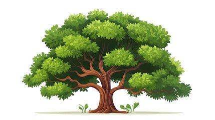 Detailed Mahogany Tree Flat Vector Illustration on White Background for Design Projects